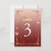 Elegante Burgund Rosa Rose Gold Tischnummer Cards (Rückseite)