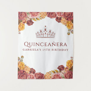 Elegante Burgund-Rose Hintergrund der Quinceanera Wandteppich