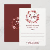 Elegante Burgund-Rose-Kranzekarten RSVP Karte (Vorne/Hinten)