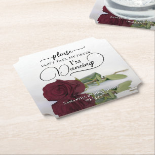 Elegante Burgund-Rose Nimm meine Trinkehe nicht. Untersetzer