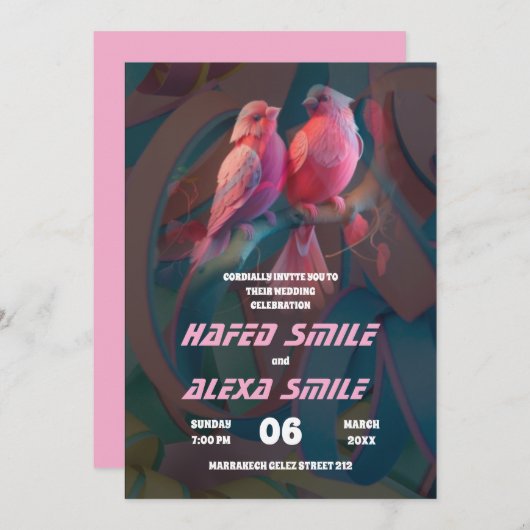 Elegante burgund Rose und Blumendesign Wedding In Einladung (Vorne/Hinten)