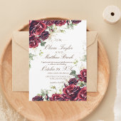 Elegante Burgund-Rose und Hochzeit der Gold Blume Einladung