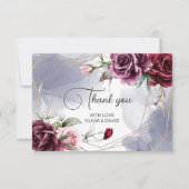 Elegante Burgund Rote Rosen Wasserfarben Dankeskarte (Vorderseite)