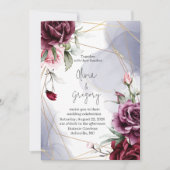 Elegante Burgund Rote Rosen Wasserfarben Einladung (Vorderseite)