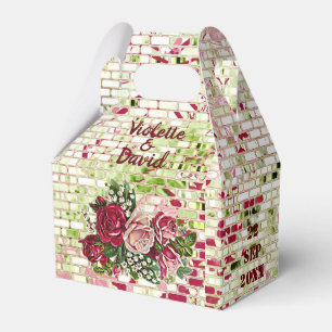Elegante Burgund Rote Rustikale Rose Hochzeit Geschenkschachtel