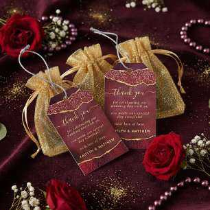Elegante Burgund- und Gold-Achat-Hochzeitsgeschenk Geschenkanhänger