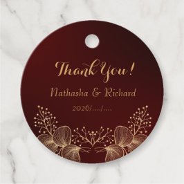 Elegante Burgund und Gold Monogramm Hochzeit Geschenkanhänger