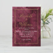 Elegante Burgund und Gold Watercolor Wedding Invi Einladung (Stehend Vorderseite)