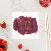 Elegante Burgund und Gold Watercolor Wedding Napk Serviette (Beispiel)