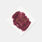 Elegante Burgund und Gold Watercolor Wedding Napk Serviette (Ecke)