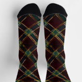 Elegante Burgund und Gold Weihnachten Karierte Cus Socken (Oben)