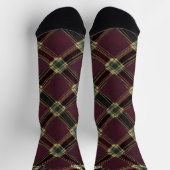 Elegante Burgund und Gold Weihnachten Karierte Cus Socken (Oben)