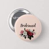 Elegante Burgund und rosa Blume Bridesmaid Button (Vorne & Hinten)