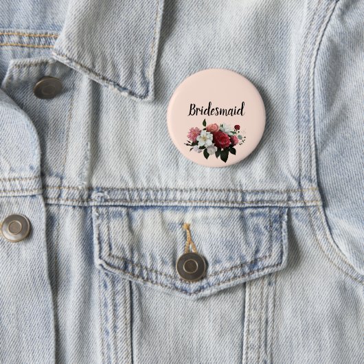 Elegante Burgund und rosa Blume Bridesmaid Button (Beispiel)
