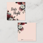 Elegante Burgund und rosa Blume Datumskarte Quadratische Visitenkarte (Vorne/Hinten)