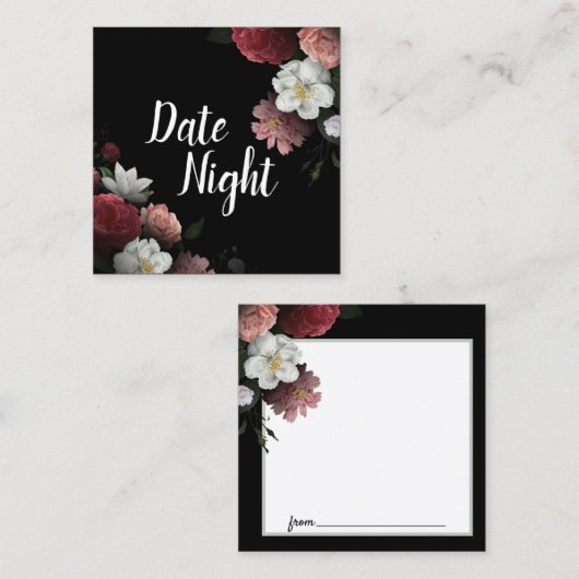 Elegante Burgund und rosa Blume Datumskarte Quadratische Visitenkarte (Vorne/Hinten)