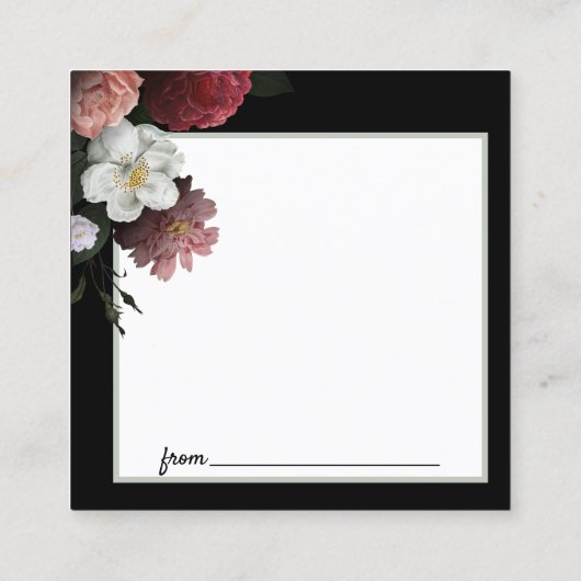 Elegante Burgund und rosa Blume Datumskarte Quadratische Visitenkarte (Rückseite)