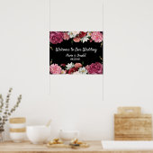 Elegante Burgund und rosa Blume Hochzeit Poster (Küche)