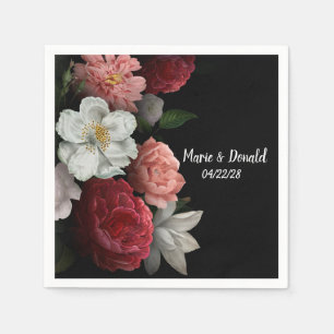 Elegante Burgund- und rosa Blumen Serviette
