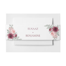 Elegante Burgund und Rosa Rosen Aquarell-Hochzeit