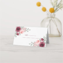 Elegante Burgund und Rosa Rosen Wasserfarben-Hochz