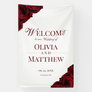 Elegante Burgund und weiße Rosen Hochzeit  Banner