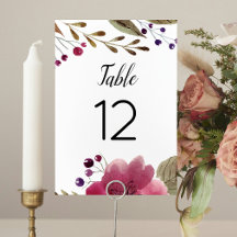 Elegante Burgund Wasserfarben-Blume Hochzeit