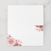Elegante Burgund Wasserfarben-Rose Hochzeit Platzkarte (Außenseite Aufgefaltet)