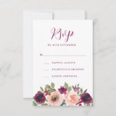 Elegante Burgund Wasserfarben RSVP Karte (Vorderseite)
