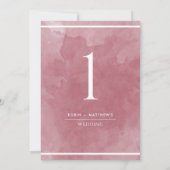 Elegante Burgund Wasserfarben-Tischnummer (Rückseite)