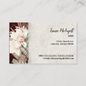 Elegante Burgund Weiße Flora Visitenkarte (Rückseite)
