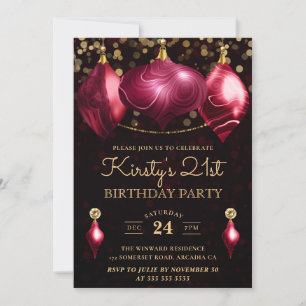 Elegante Burgunder-Achat-Kugeln 21. Geburtstag Einladung
