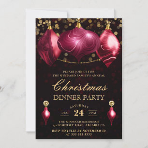 Elegante Burgunder-Achat-Weihnachtskugeln Einladung