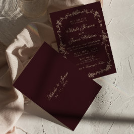 Elegante Burgunder Blumen Old Money Boho Chic Hoch Einladung