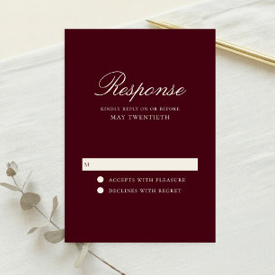 Elegante Burgunder Hochzeit im klassischen Stil RSVP Karte
