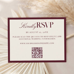 Elegante Burgunder-Hochzeit im Stil des alten Geld RSVP Karte