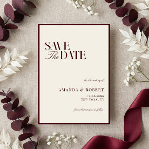 Elegante Burgunder-Hochzeit im Stil des alten Geld Save The Date