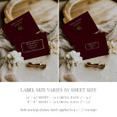 Elegante Burgunder Hochzeitsgast-Adressetiketten Aufkleber