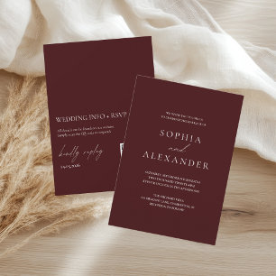 Elegante Burgunder Minimalistische Hochzeit Einladung