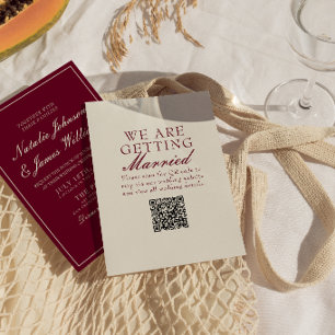 Elegante Burgunder-Old-Money-QR-Code-Hochzeit Einladung