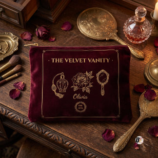 Elegante Burgunder-Rosen-Vanity im Vintage-Stil Zubehörtasche