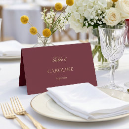 Elegante Burgunder-Schrift Minimalistische Hochzei Platzkarte