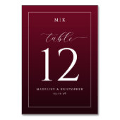 Elegante Burgunder Tischnummer (Rückseite)