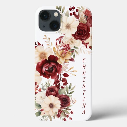 Elegante Burgunderblumen Case-Mate iPhone Hülle (Rückseite)