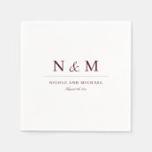 Elegante burgunderfarbene Monogramm-Initialen klas Serviette (Vorderseite)