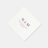 Elegante burgunderfarbene Monogramm-Initialen klas Serviette (Ecke)