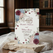Elegante Burgunderrose Moderne QR-Code-Hochzeit Einladung