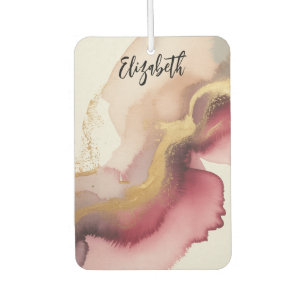 Elegante Burgunderrot- und Gold-Aquarellkunst Autolufterfrischer