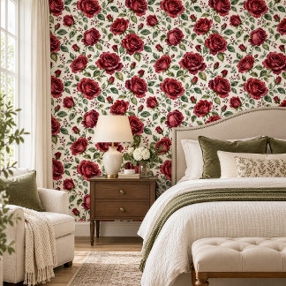 Elegante burgunderrote Aquarellrosen im Stil eines Tapete