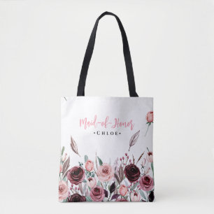 Elegante burgunderrote Blumen Brautjungfer Benutze Tasche